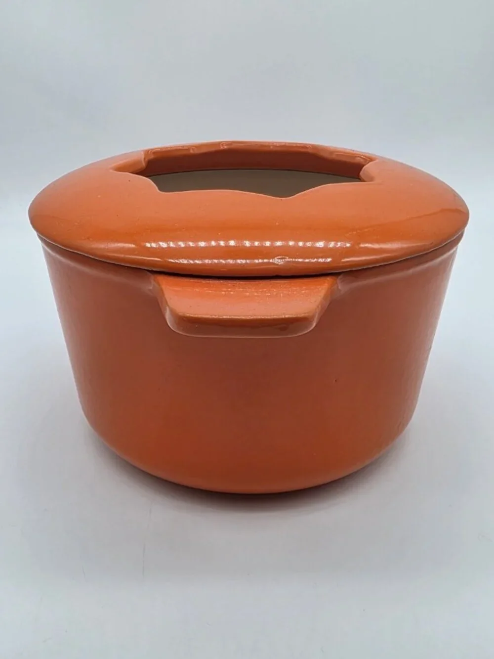 Cast Iron Fondue Pot Orange Enamel Cookware Star Top Cheese Heavy Dish